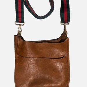 Social Threads Vegan Leather Messenger crossbody bag with 2 adjustable straps